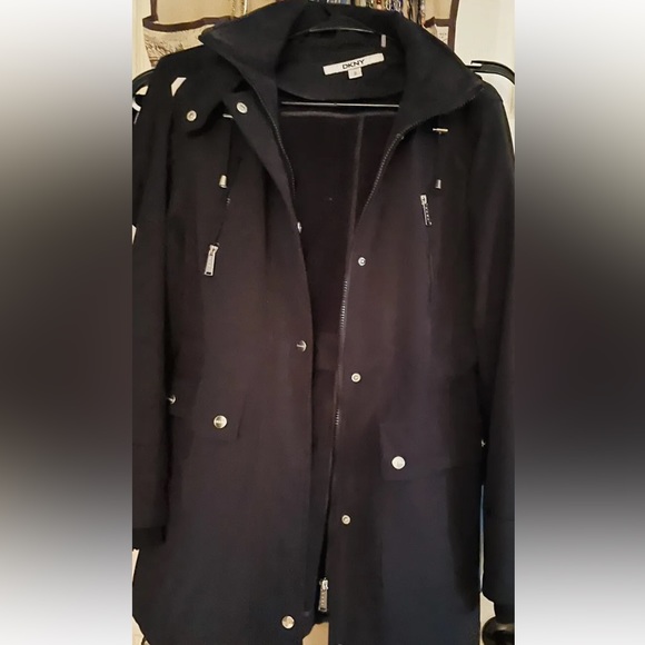 DKNY Women's Pocketed Zip Up Jacket Gray Size Medium